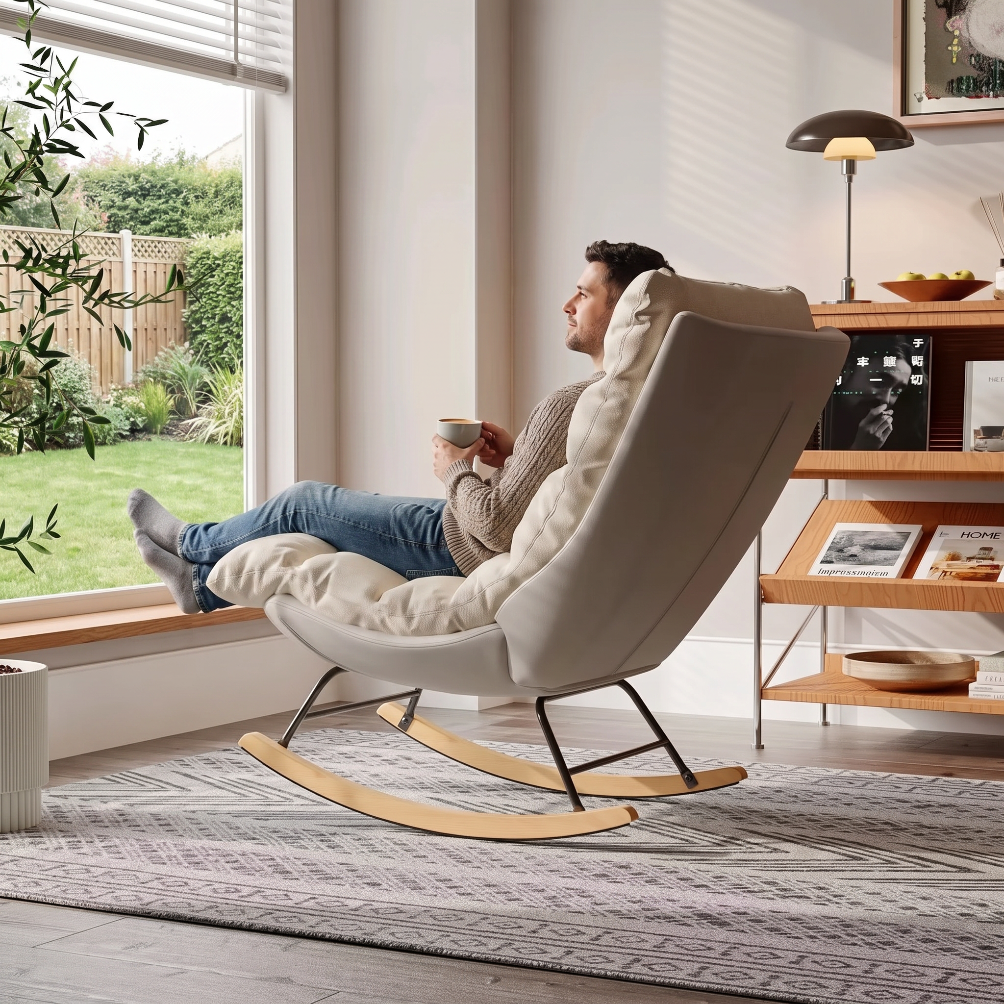 RYE | Cocoon Rocking Chair, Plush Padded Fabric