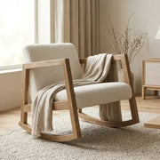 ARLO | Nordic Bouclé Rocking Chair, Solid Rubberwood
