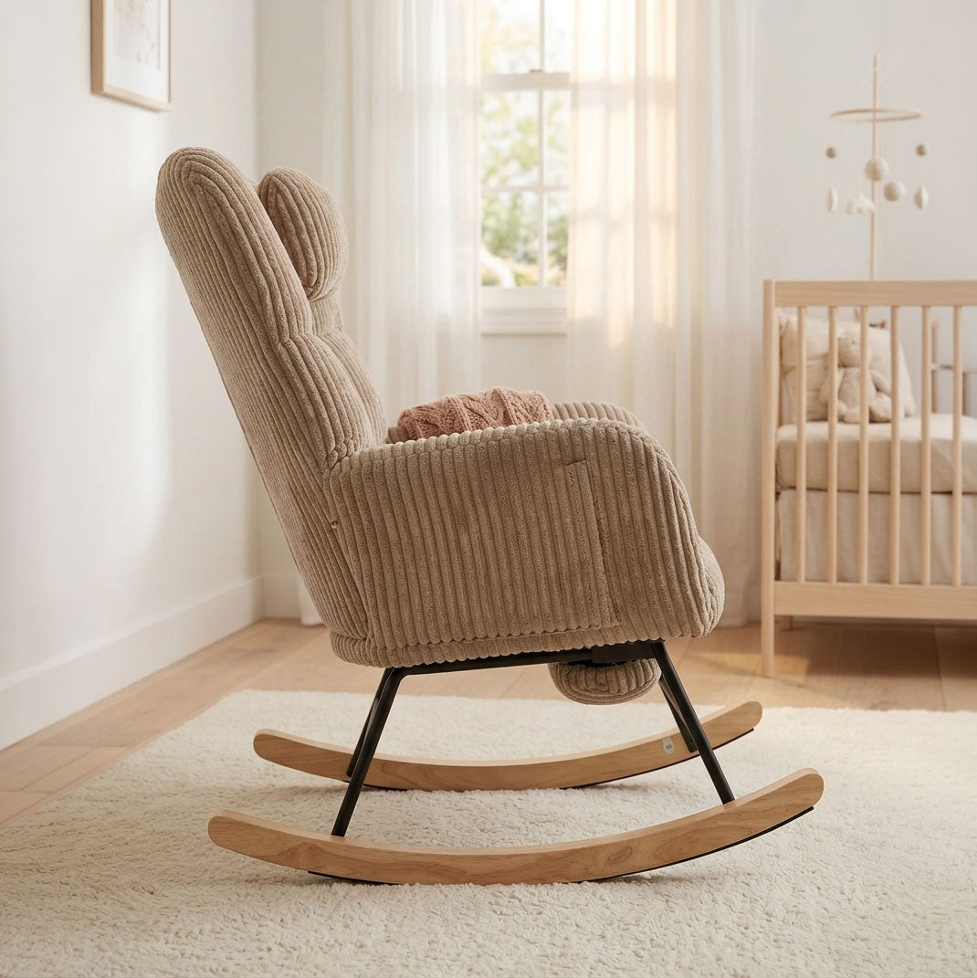 LINNEA | Cocoon Nursing Rocking Chair, Corduroy with Footrest