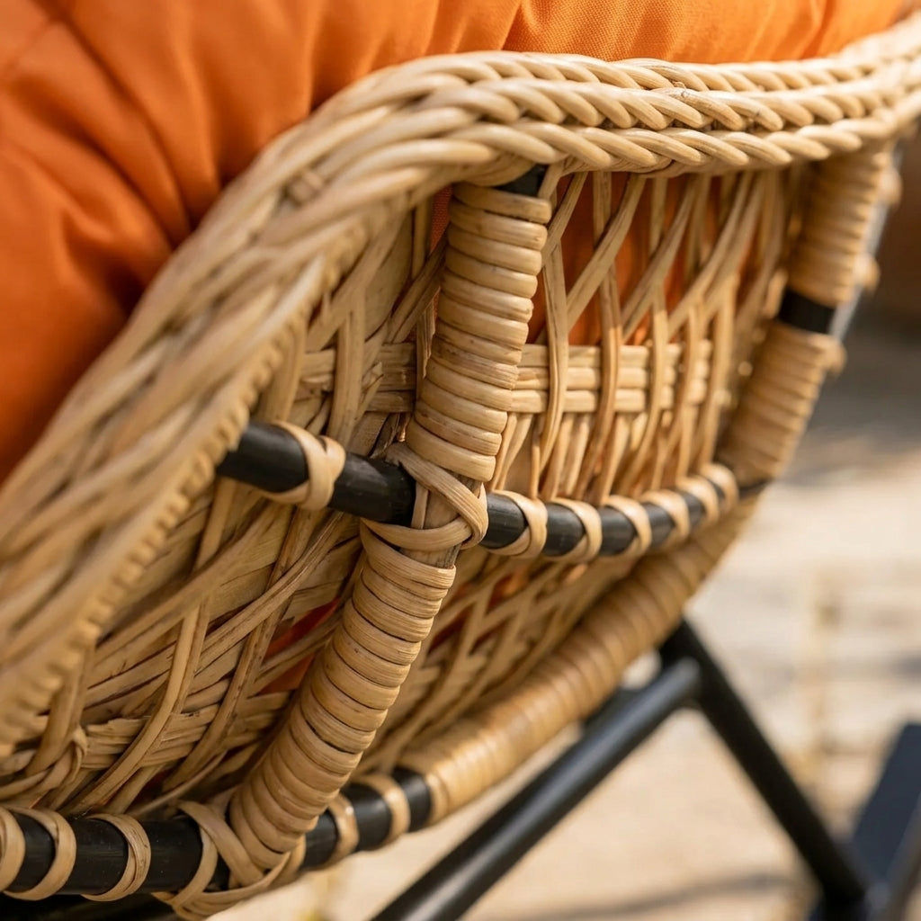 ISLA | Papasan Rocking Chair, Full Weave Rattan with Thick Cushion