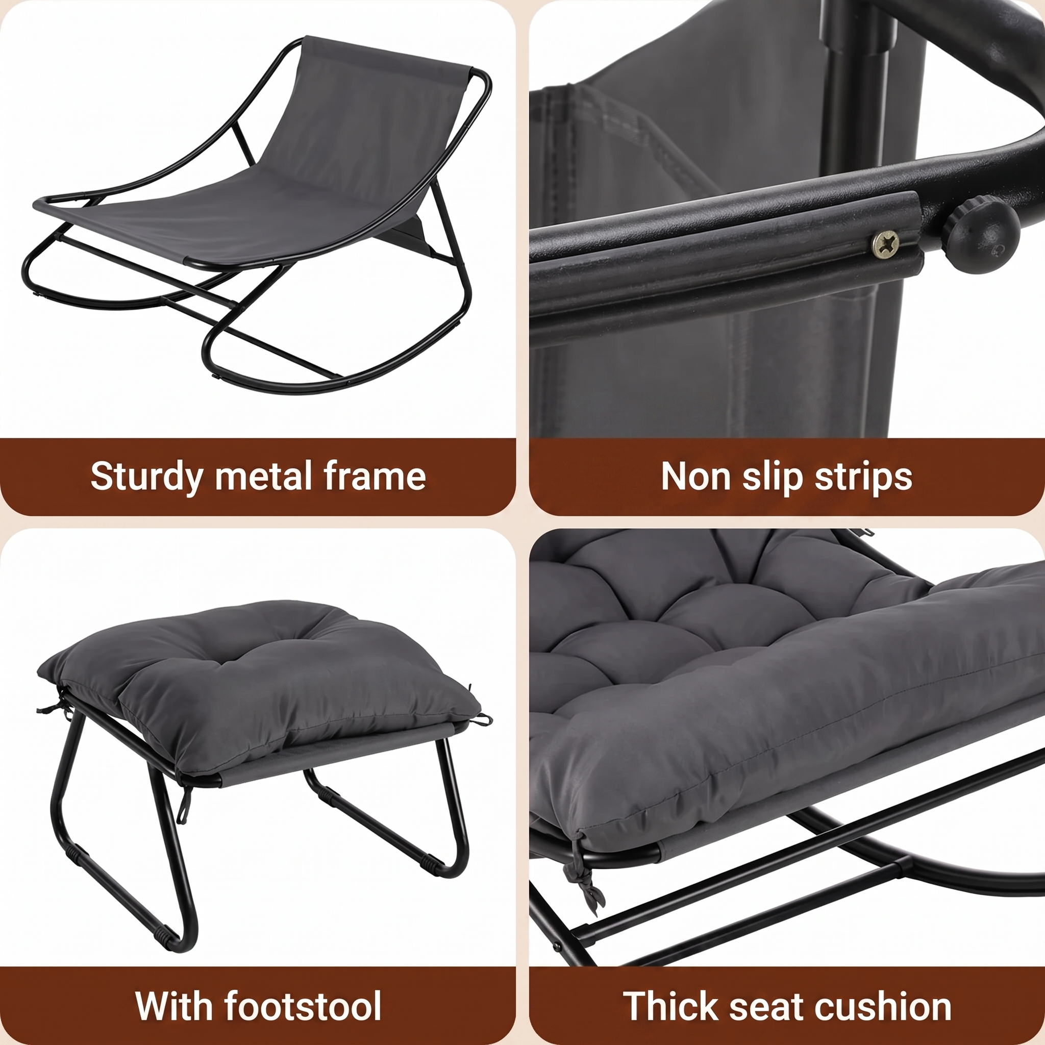 TENBY | Outdoor Rocking Chair with Footstool, Waterproof Cushion