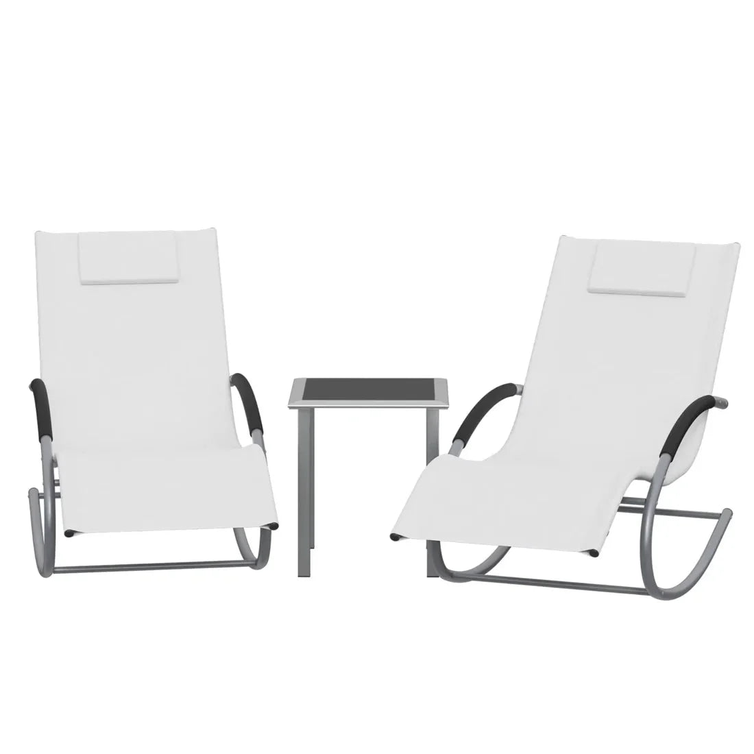 MERROW | Set of 2 Rocking Loungers with Side Table