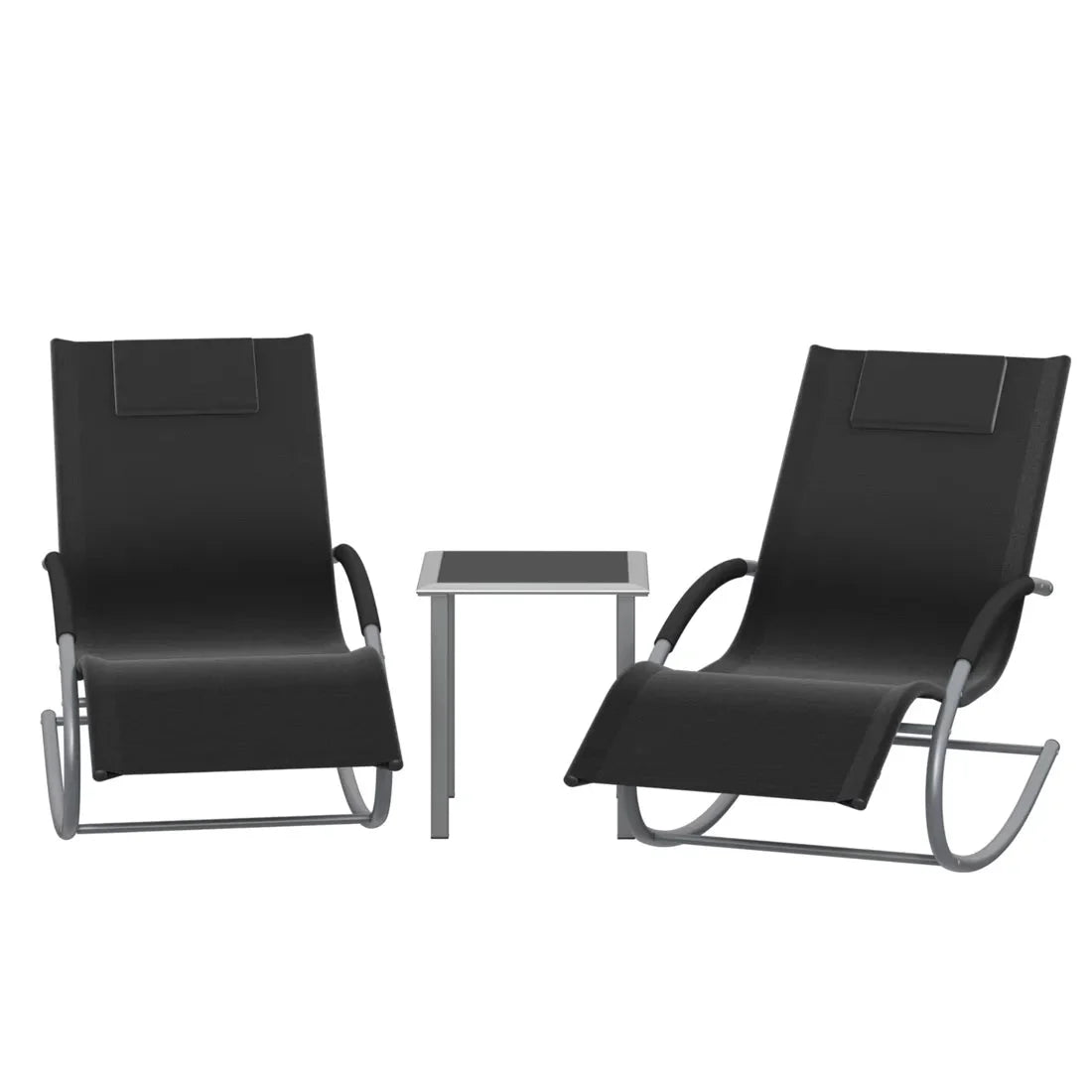 MERROW | Set of 2 Rocking Loungers with Side Table