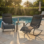 MERROW | Set of 2 Rocking Loungers with Side Table