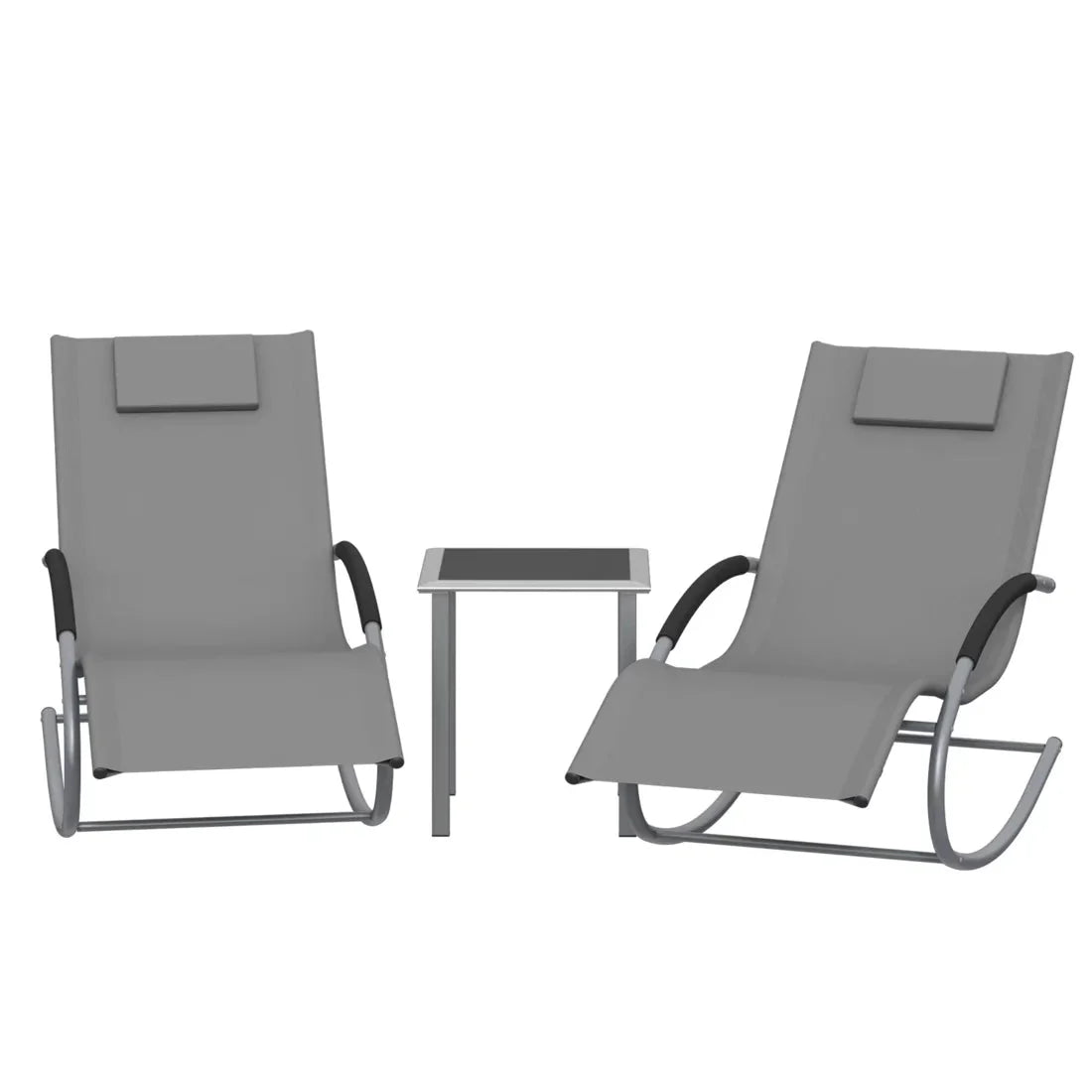 MERROW | Set of 2 Rocking Loungers with Side Table