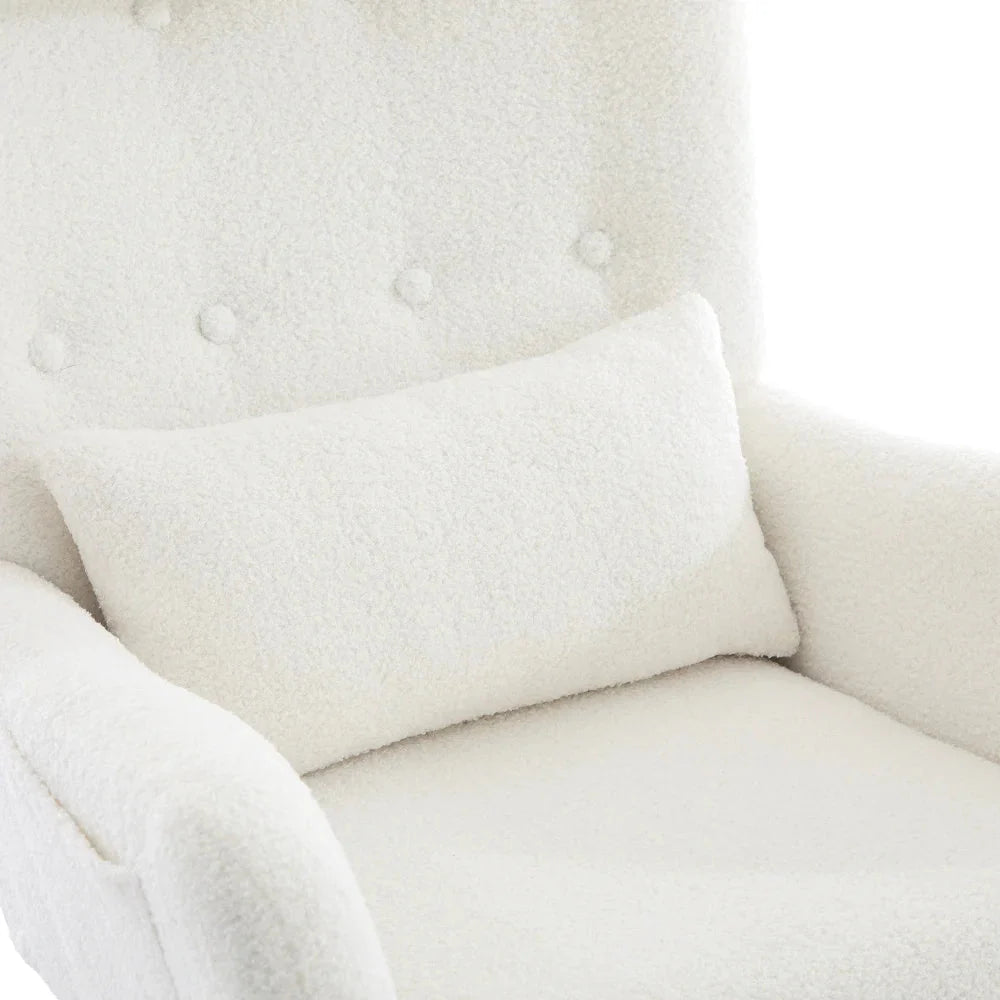 EVELYN | Ergonomic Nursing Rocking Chair, Teddy Velvet with Footrest