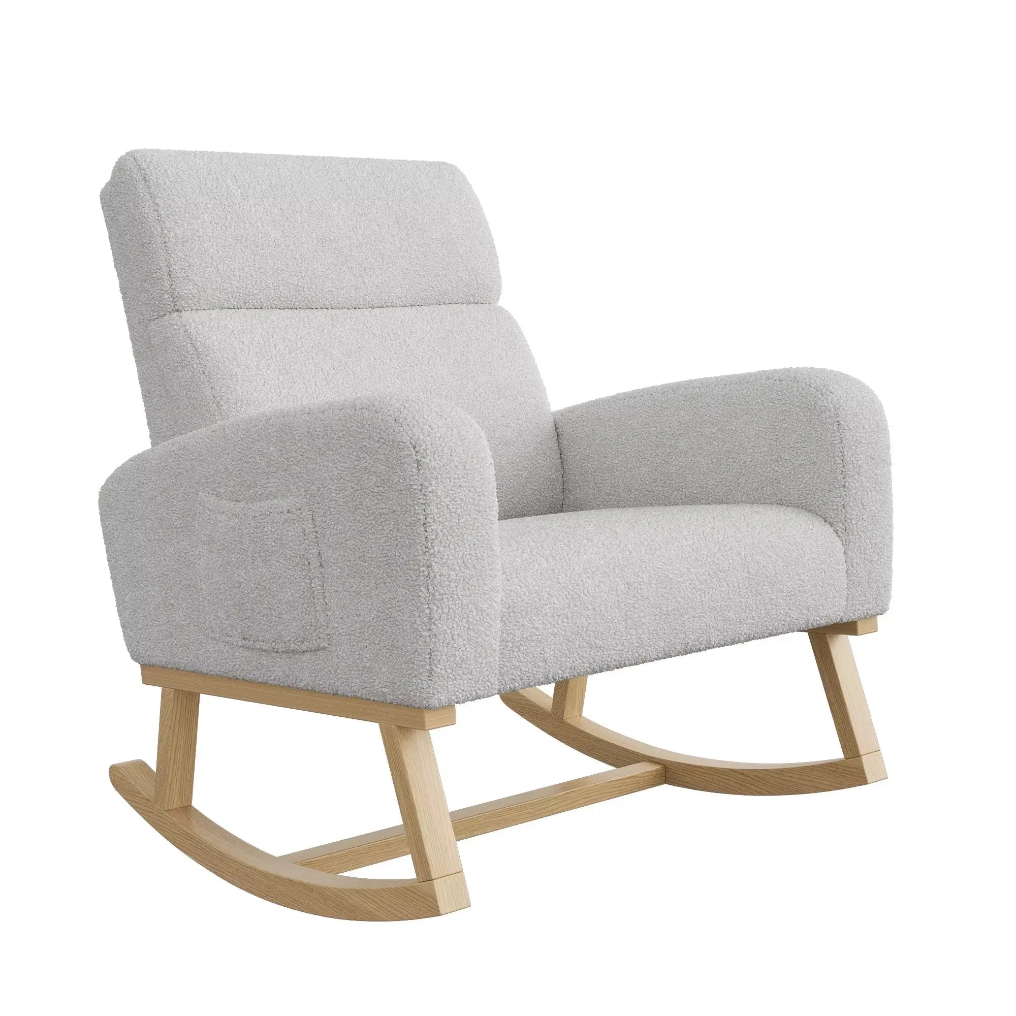 FLORA | Teddy Velvet Rocking Chair, High Back with XL Cushion