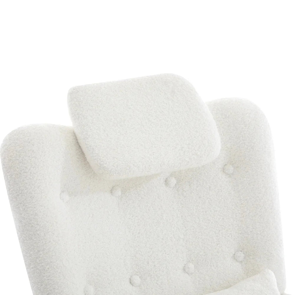 EVELYN | Ergonomic Nursing Rocking Chair, Teddy Velvet with Footrest