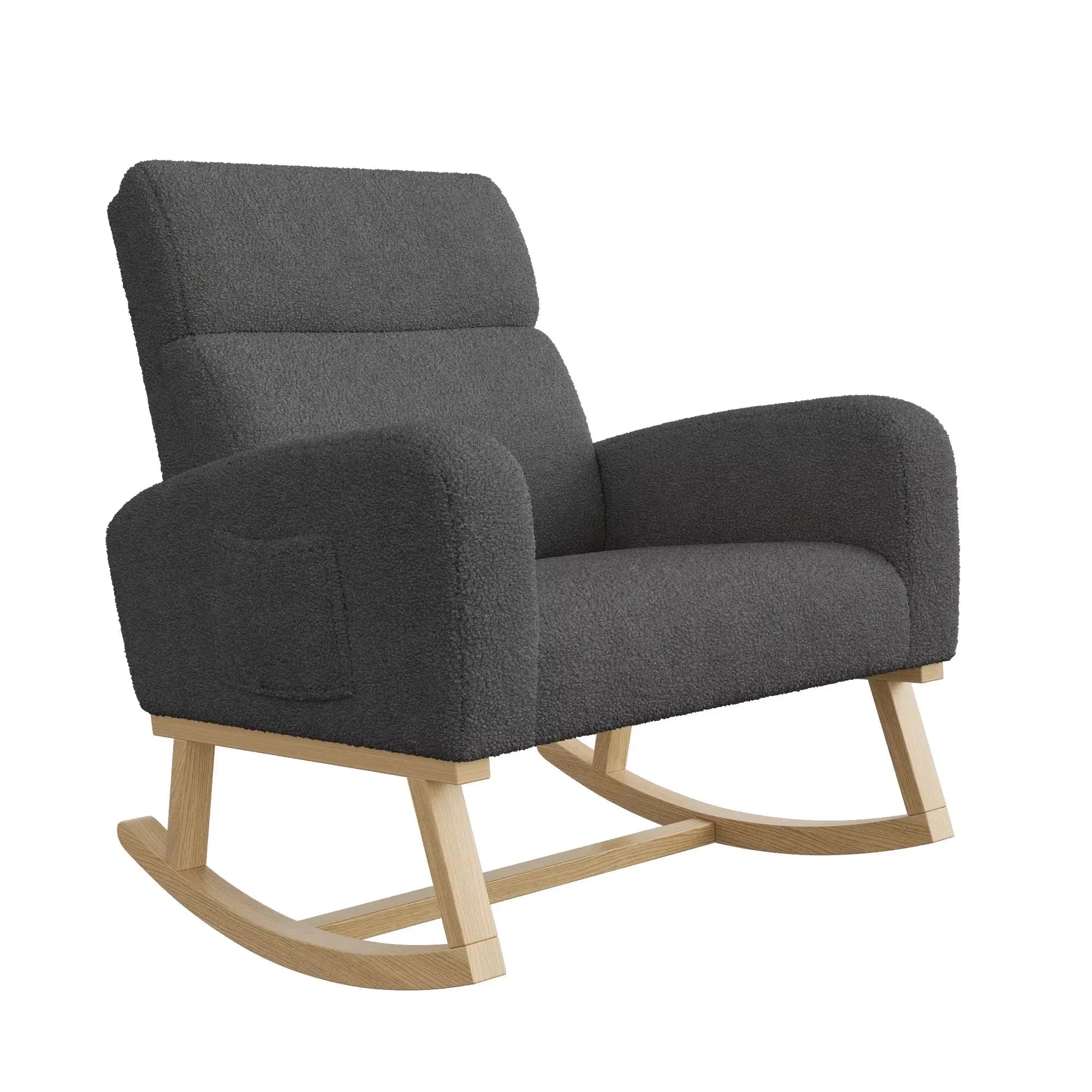 FLORA | Teddy Velvet Rocking Chair, High Back with XL Cushion