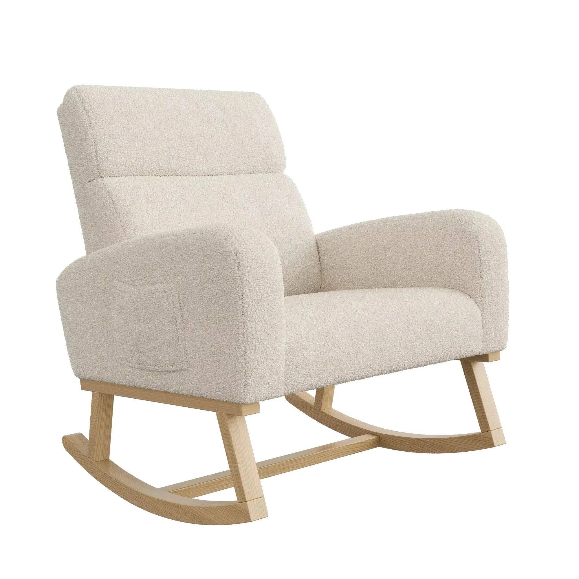 FLORA | Teddy Velvet Rocking Chair, High Back with XL Cushion