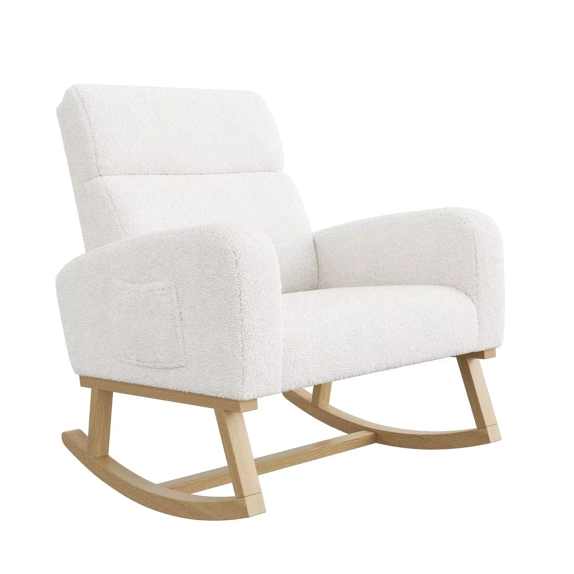 FLORA | Teddy Velvet Rocking Chair, High Back with XL Cushion