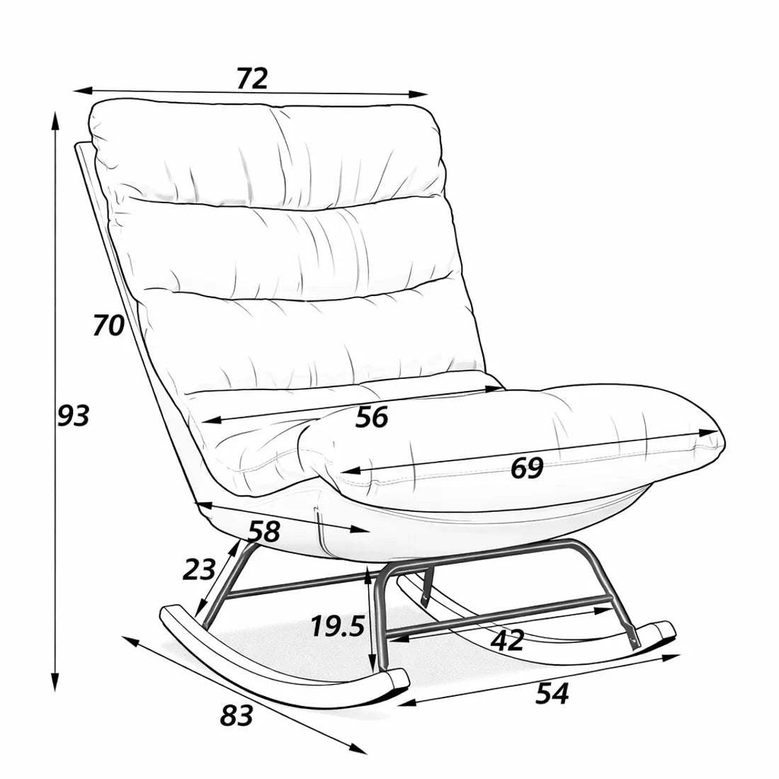 RYE | Cocoon Rocking Chair, Plush Padded Fabric