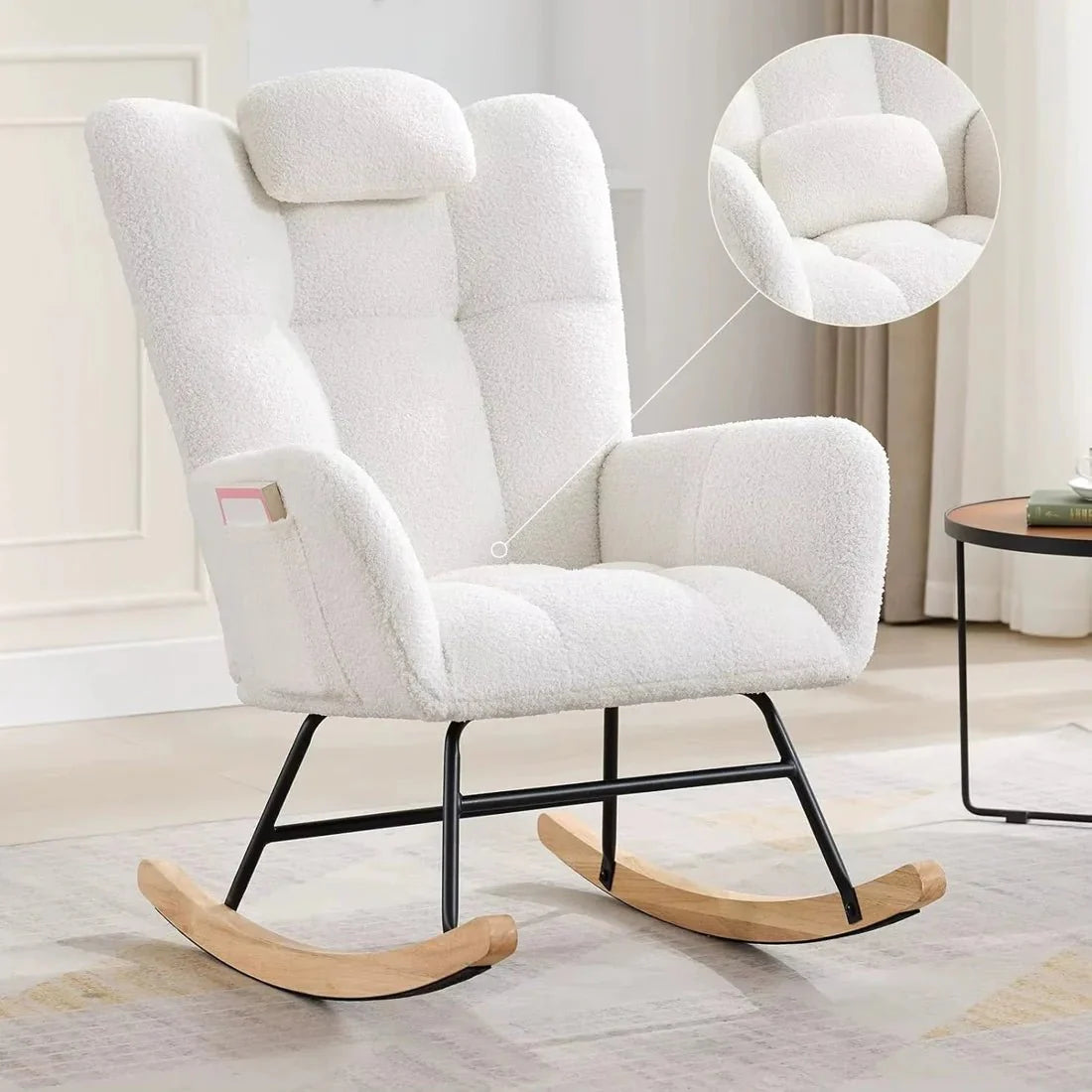 WINNIE | Wingback Teddy Rocking Chair, High Back