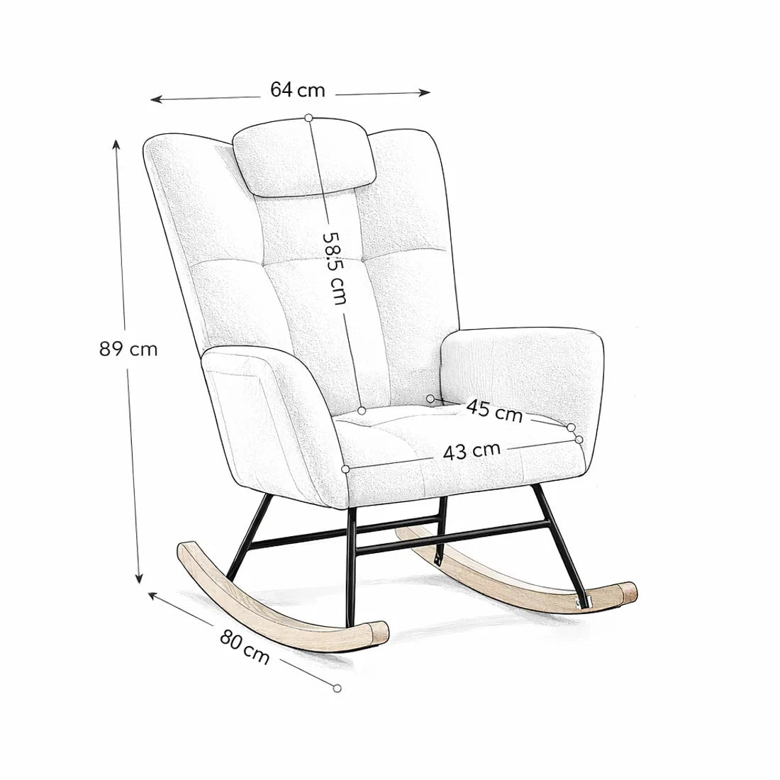 WINNIE | Wingback Teddy Rocking Chair, High Back
