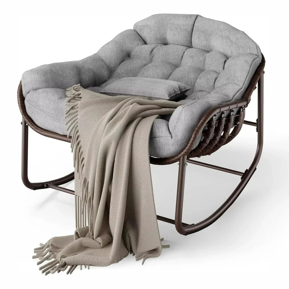 COVE | Oversized Rocking Chair, Woven Rattan