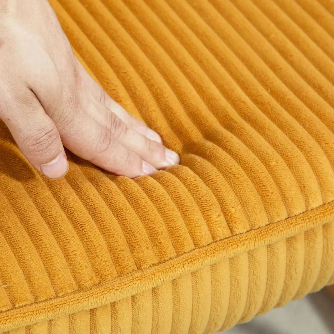 SOLENN | Corduroy Rocking Chair, Beech Wood Base