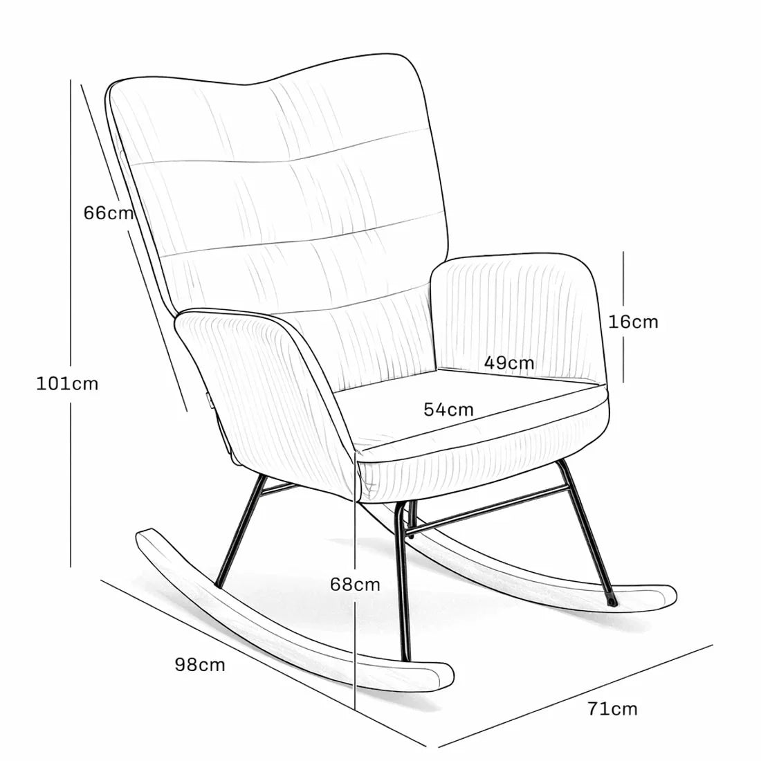 SOLENN | Corduroy Rocking Chair, Beech Wood Base