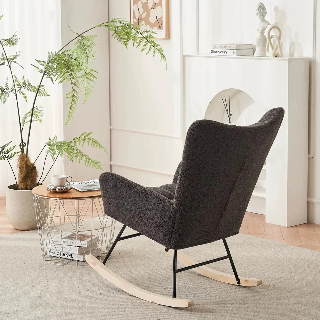MAREN | Bouclé Rocking Chair, High Back, Scandi Style