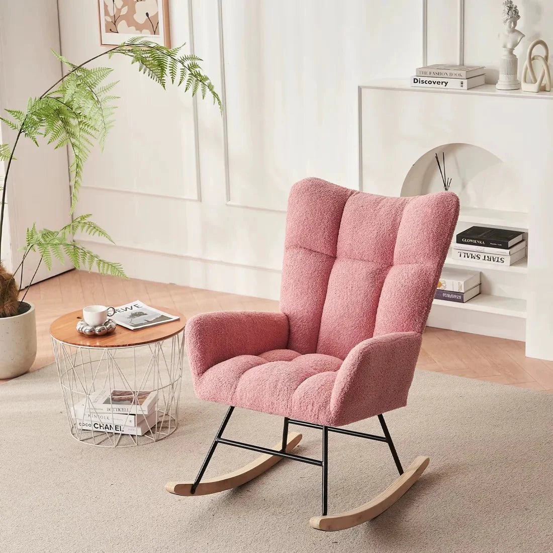MAREN | Bouclé Rocking Chair, High Back, Scandi Style