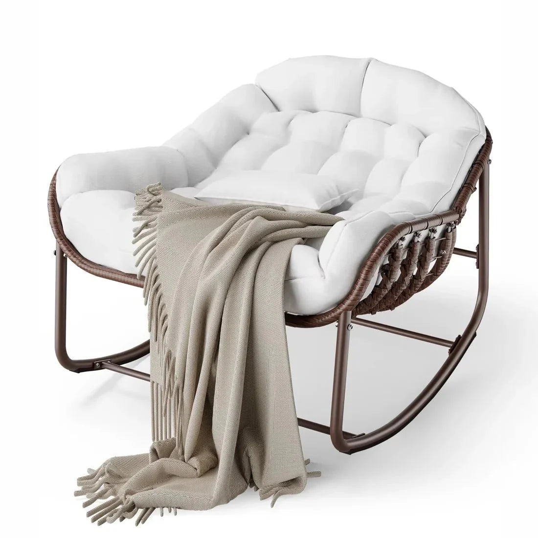 COVE | Oversized Rocking Chair, Woven Rattan