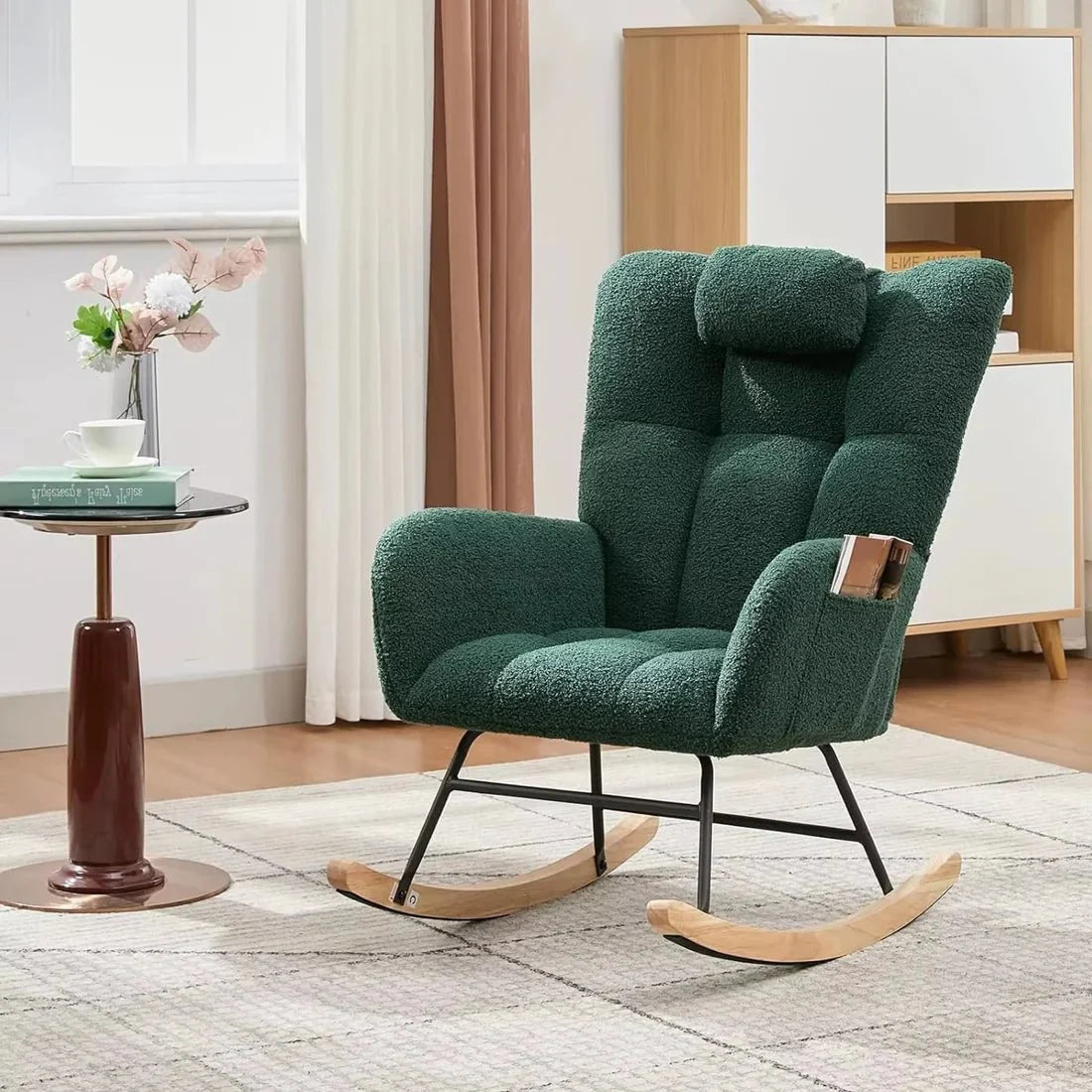 WINNIE | Wingback Teddy Rocking Chair, High Back