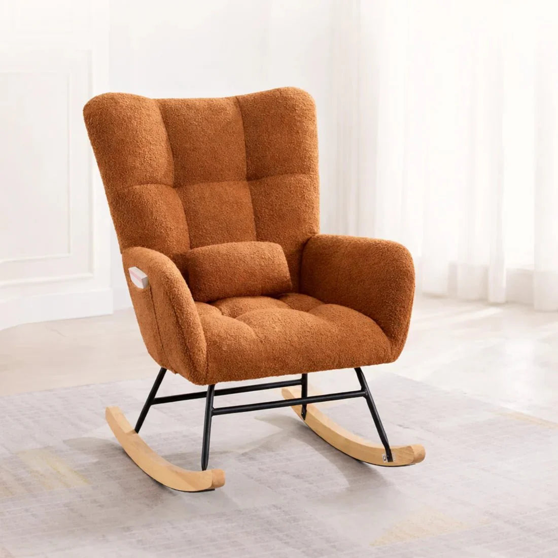 WINNIE | Wingback Teddy Rocking Chair, High Back