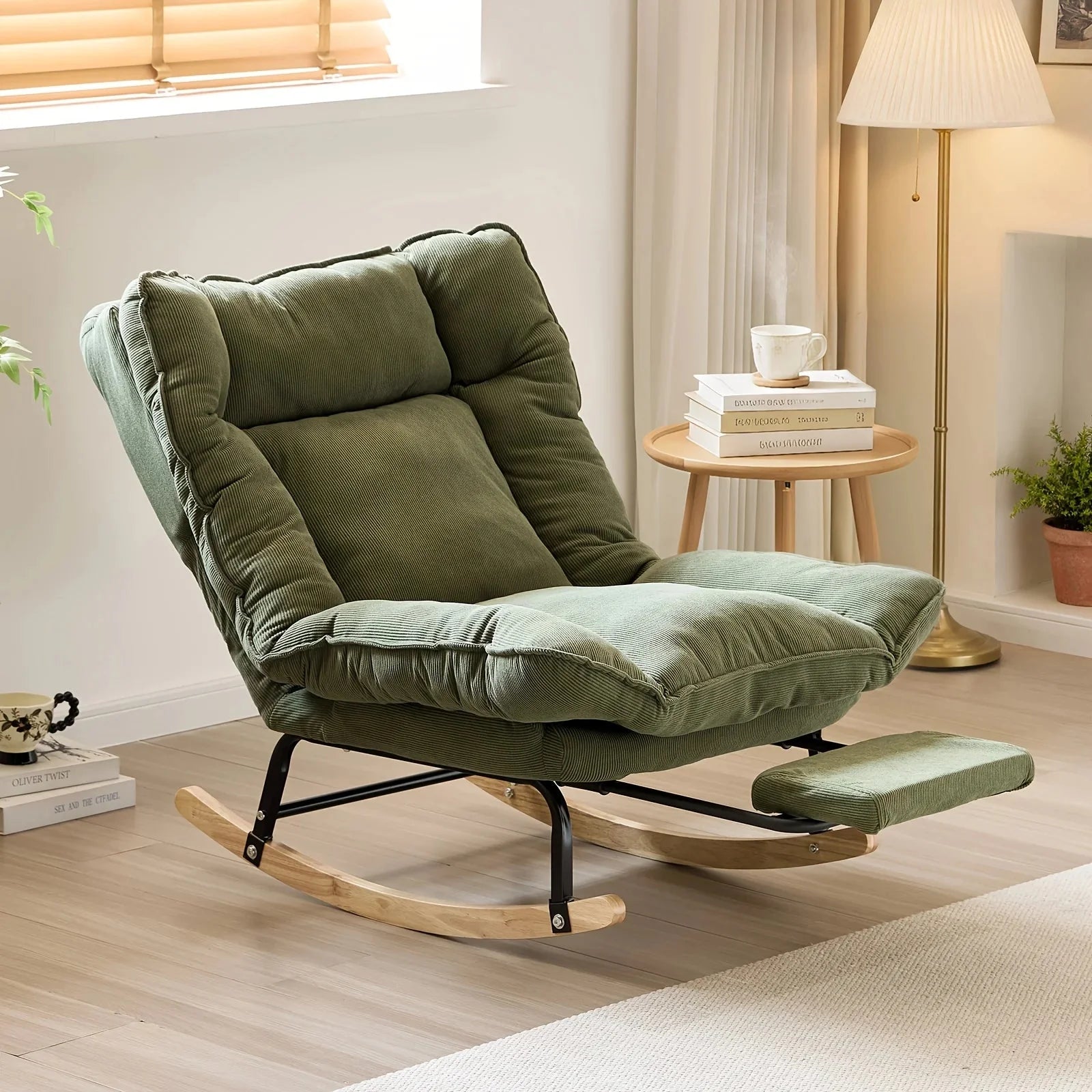DRIFT | Reclining Rocking Chair 100° to 160°, Corduroy with Footrest