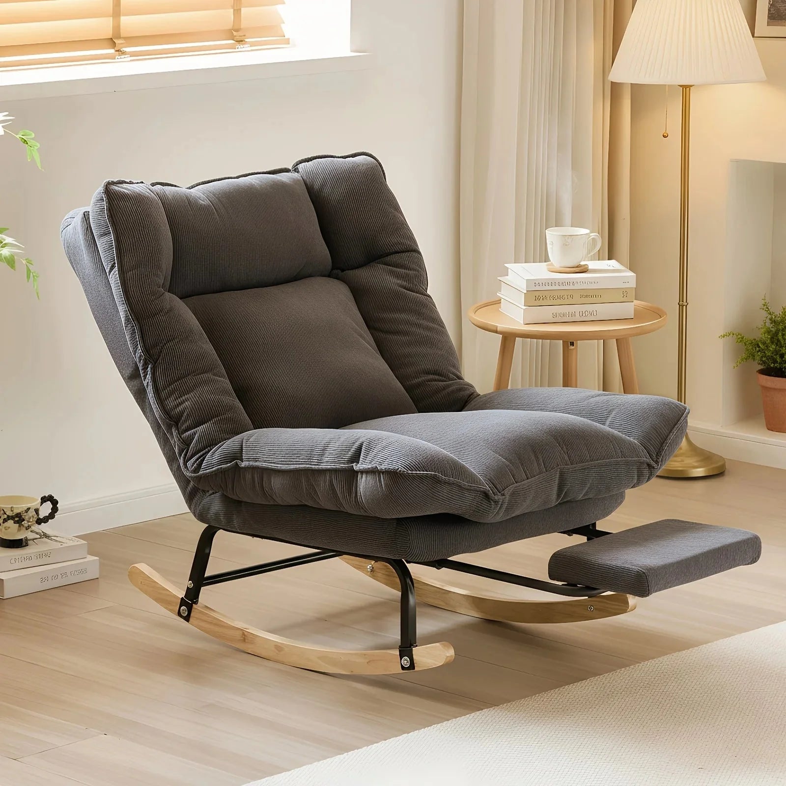 DRIFT | Reclining Rocking Chair 100° to 160°, Corduroy with Footrest