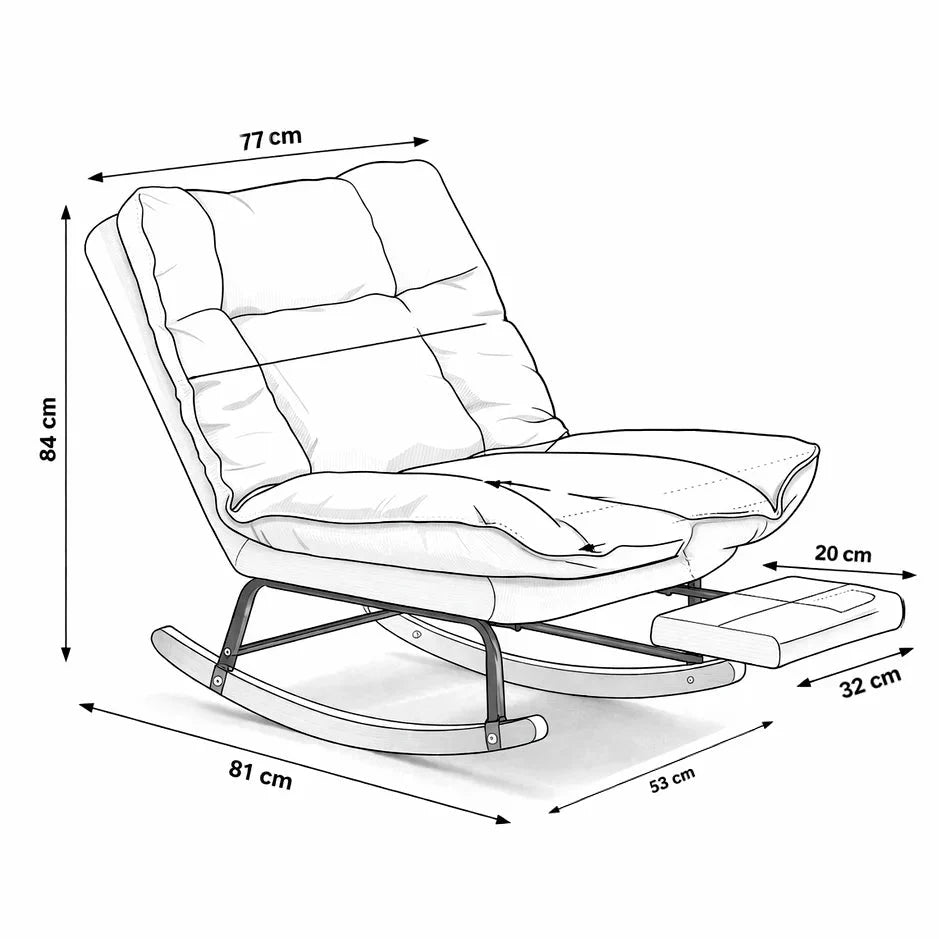 DRIFT | Reclining Rocking Chair 100° to 160°, Corduroy with Footrest