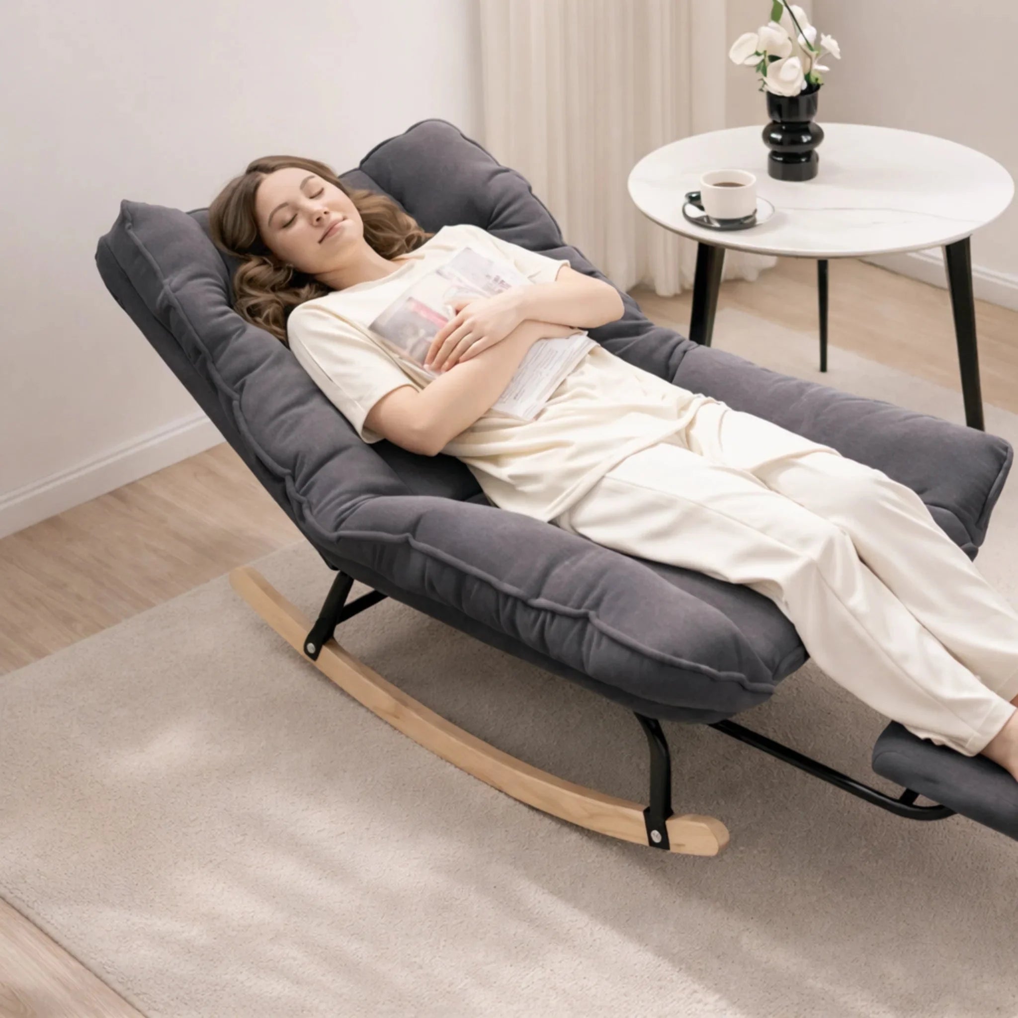 DRIFT | Reclining Rocking Chair 100° to 160°, Corduroy with Footrest