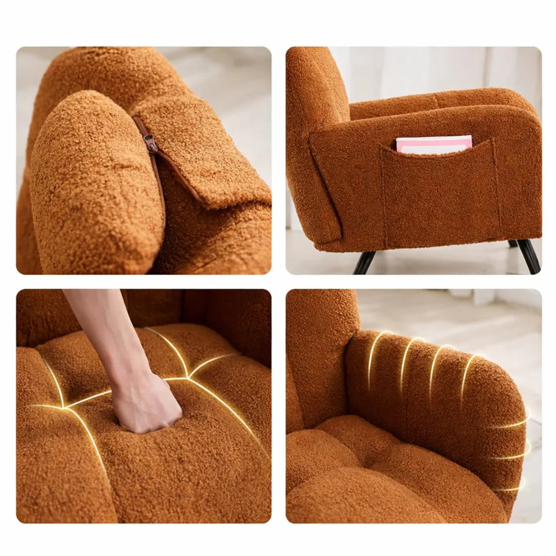WINNIE | Wingback Teddy Rocking Chair, High Back