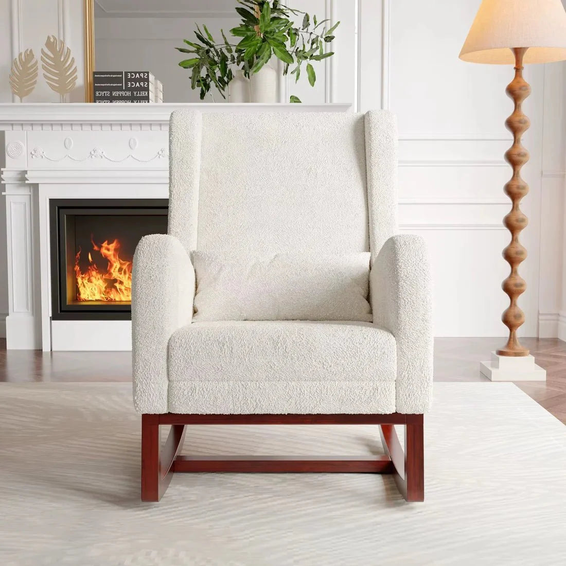 IVY | Teddy Velvet Rocking Chair with Hidden Footrest