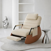 ASCOT | Sculptural Corduroy Rocking Chair, Solid Wood Shell