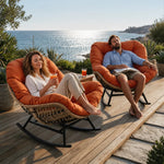 ISLA | Papasan Rocking Chair, Full Weave Rattan with Thick Cushion