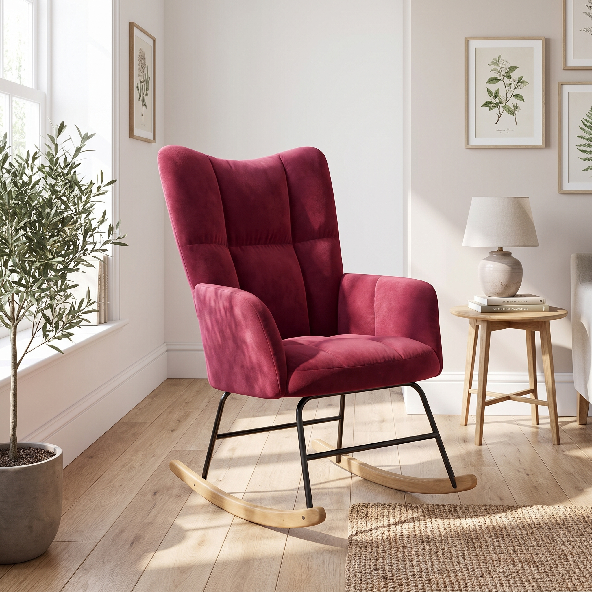 MARLOW | Quilted Velvet Rocking Chair, High Back