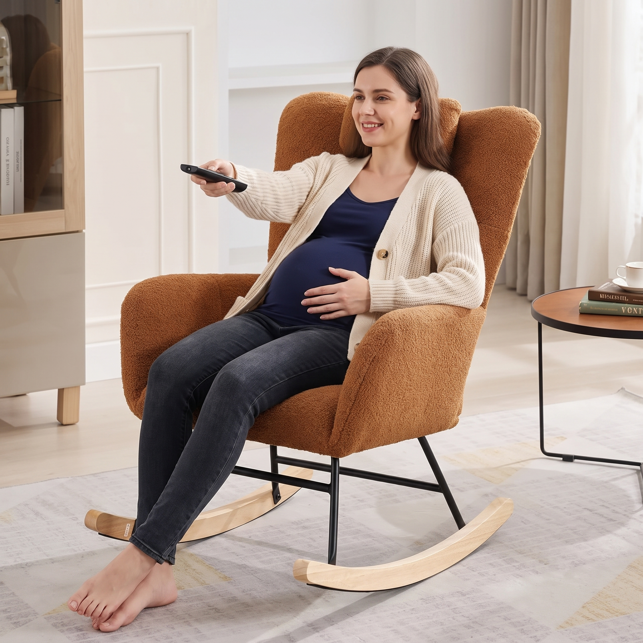 WINNIE | Wingback Teddy Rocking Chair, High Back