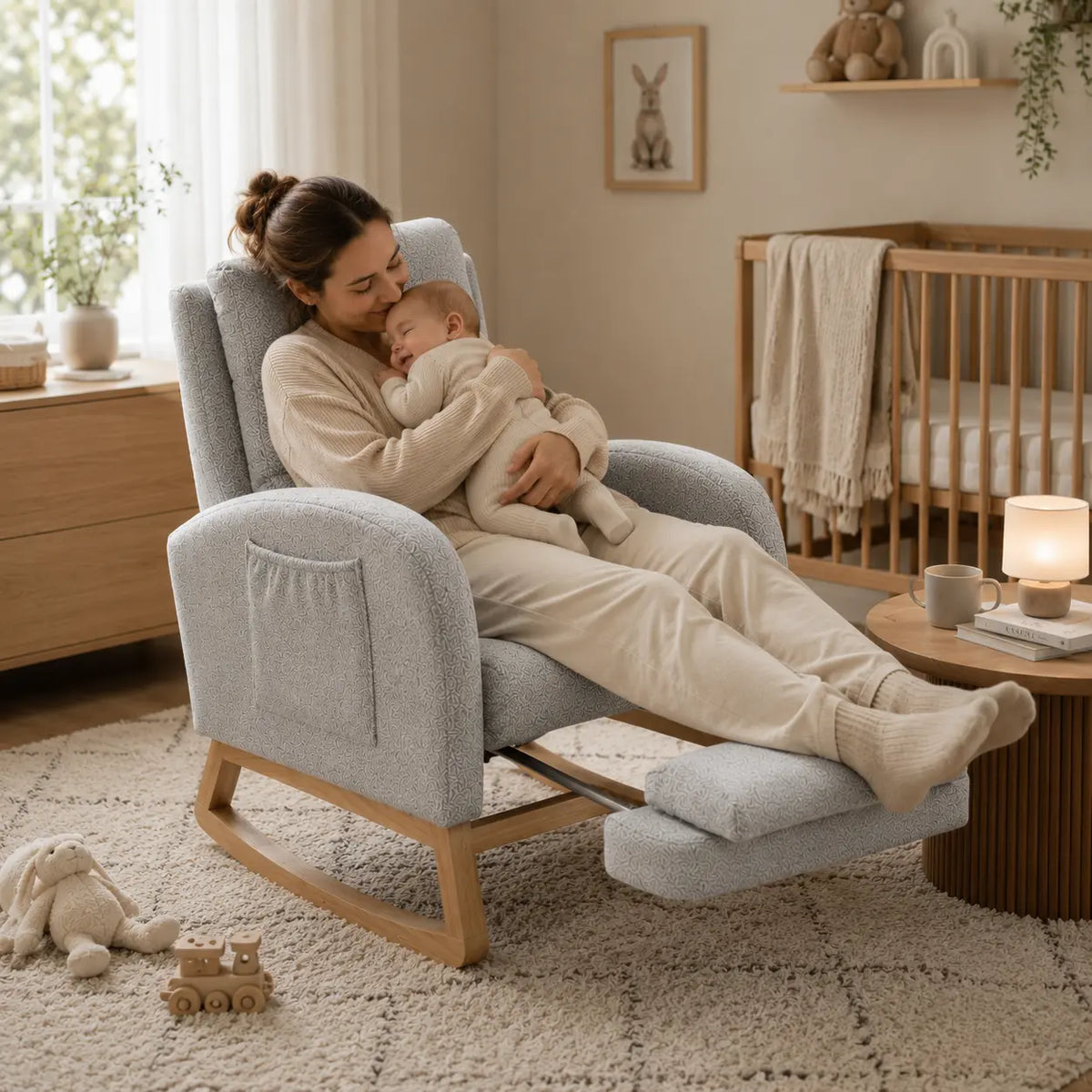 LUNA | Nursing Rocking Chair with Footrest