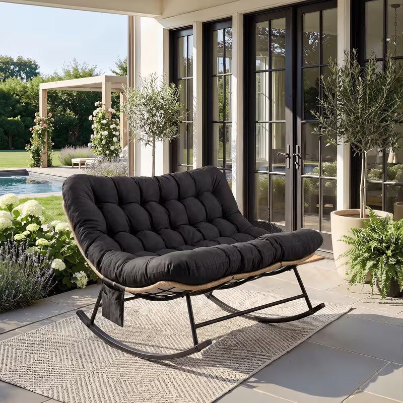 WREN | Two Seater Rattan Rocking Chair with XXL Cushion
