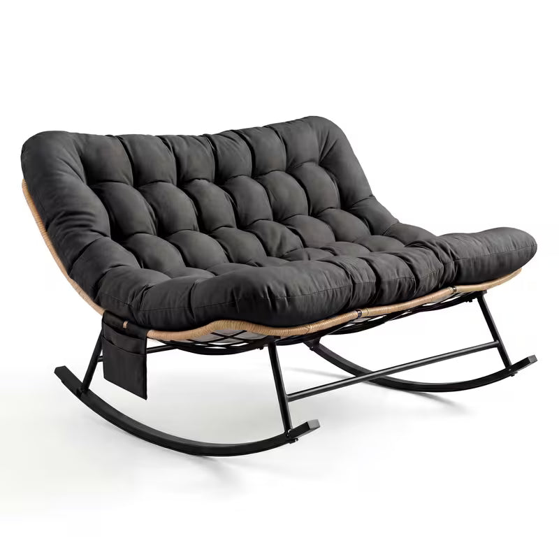 WREN | Two Seater Rattan Rocking Chair with XXL Cushion