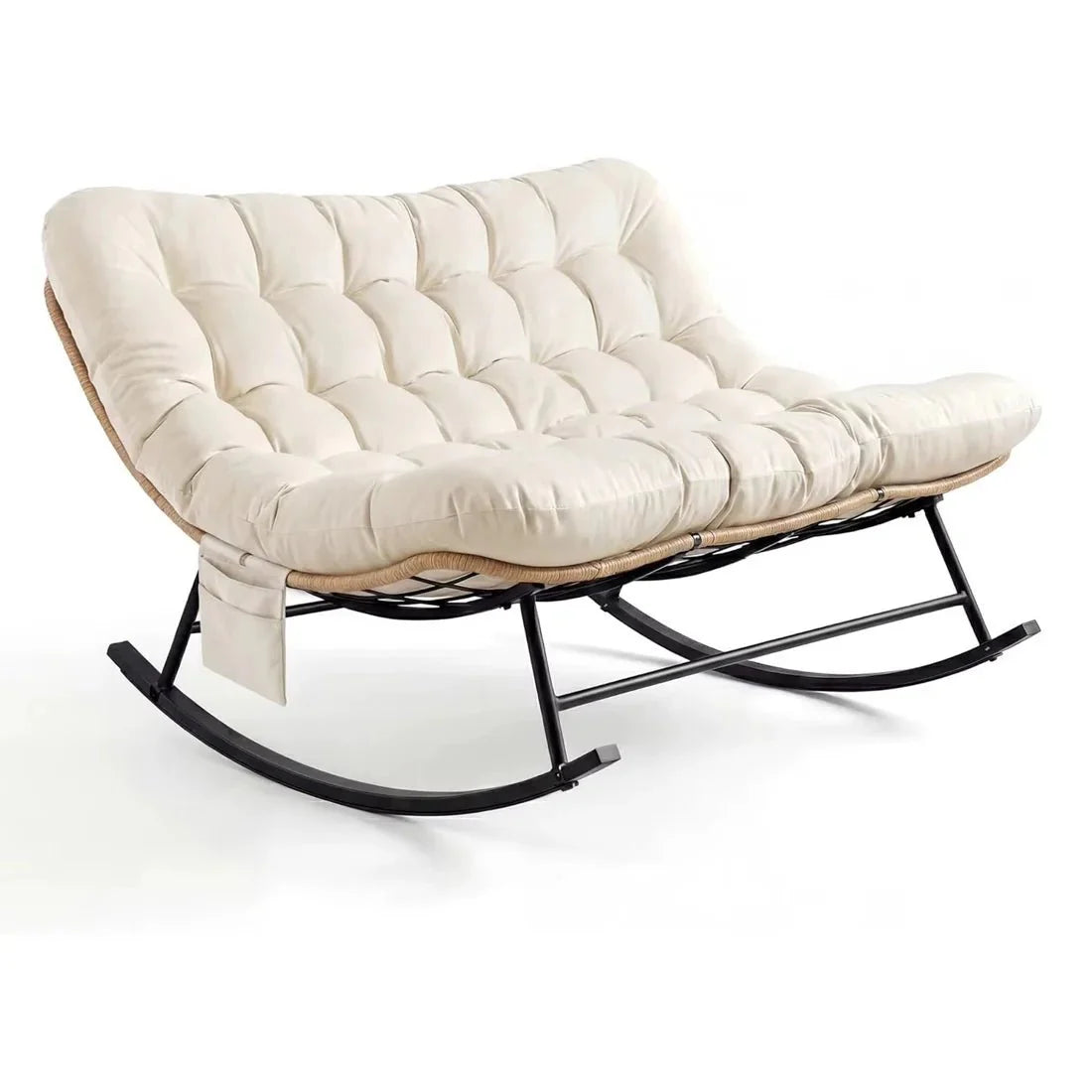 WREN | Two Seater Rattan Rocking Chair with XXL Cushion