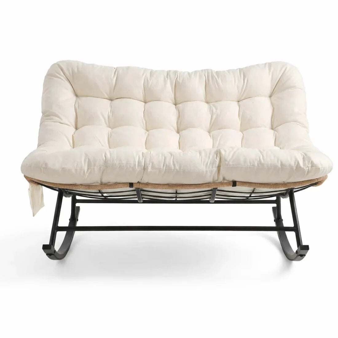 WREN | Two Seater Rattan Rocking Chair with XXL Cushion