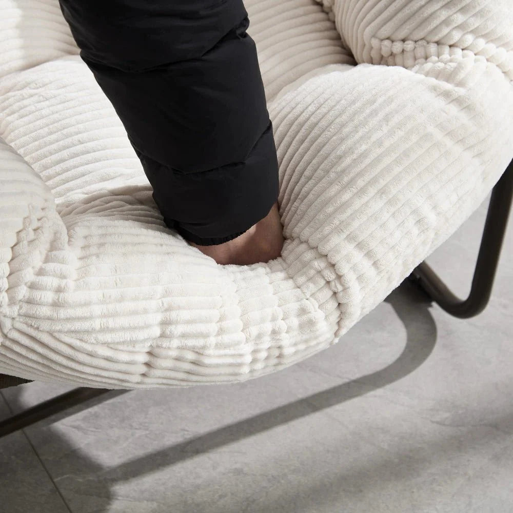 MELLOW | Papasan Rocking Chair, Rattan and Corduroy