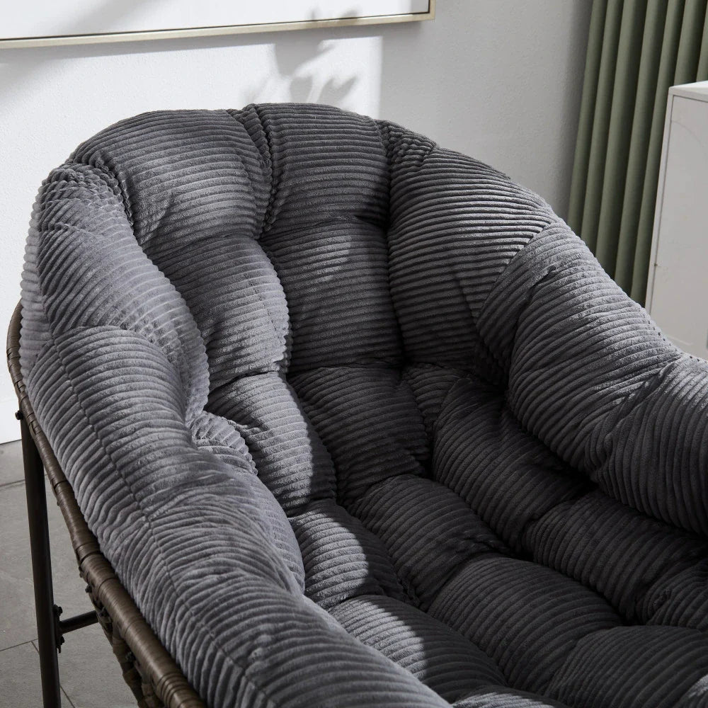 MELLOW | Papasan Rocking Chair, Rattan and Corduroy