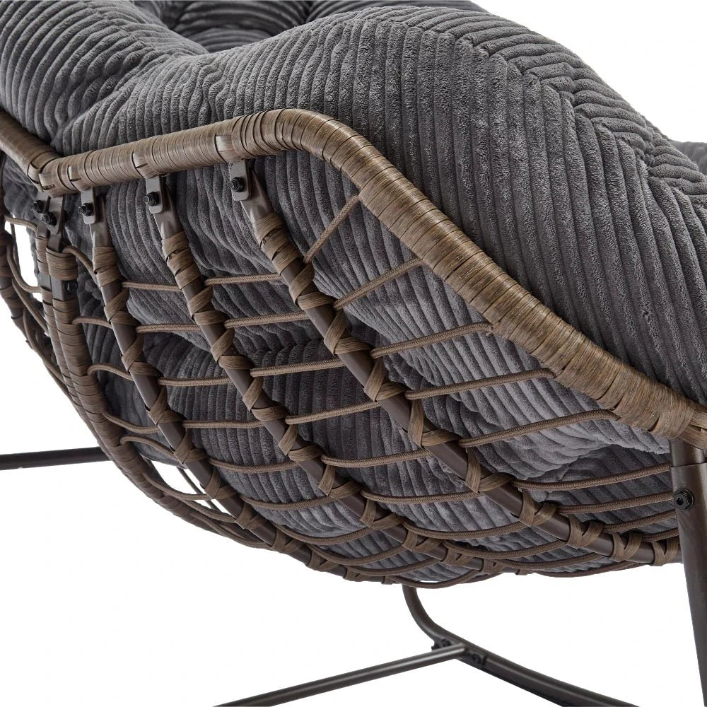MELLOW | Papasan Rocking Chair, Rattan and Corduroy