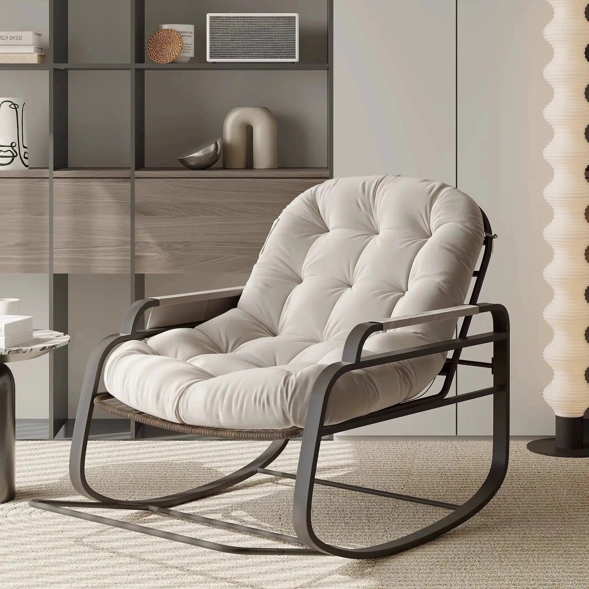 BRECON | Outdoor Rattan Rocking Chair with Thick Cushion