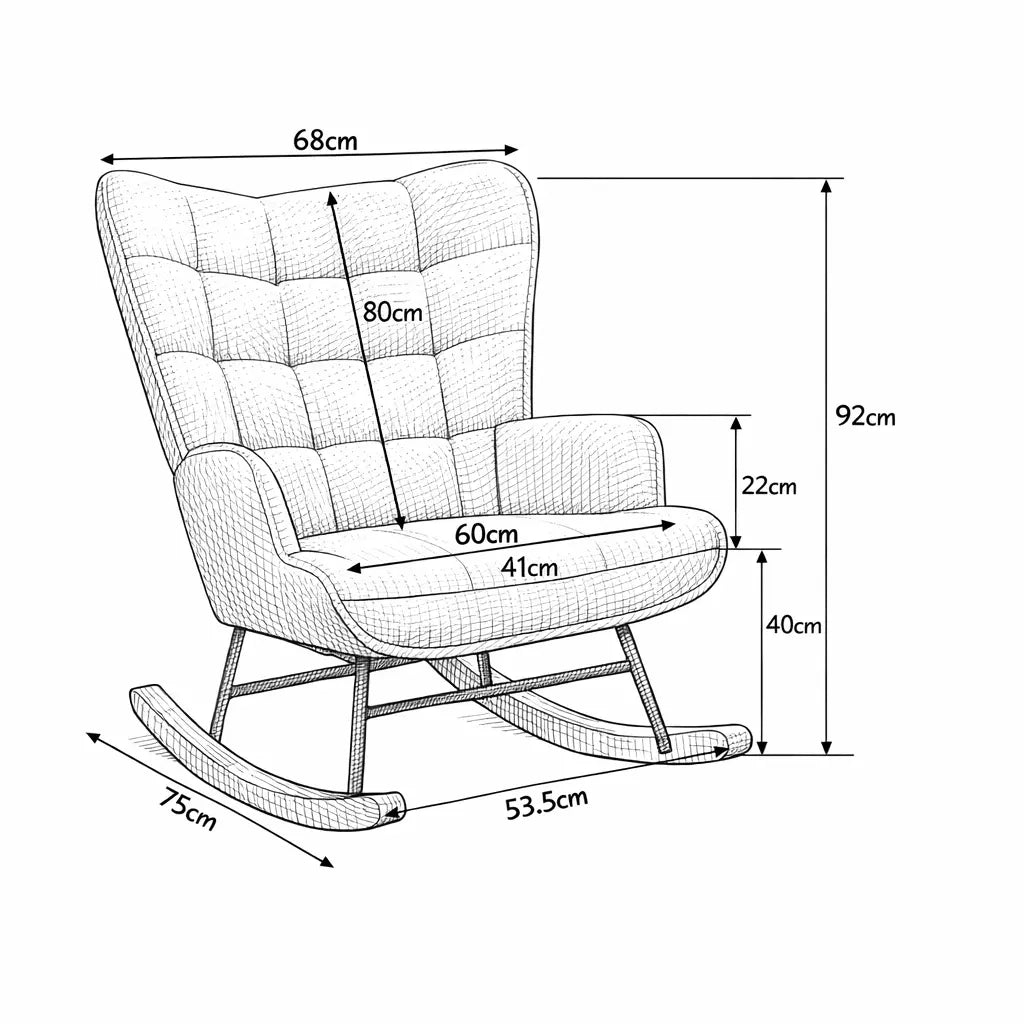 PEARL | Cocooning Teddy Rocking Chair, High Back, Solid Wood