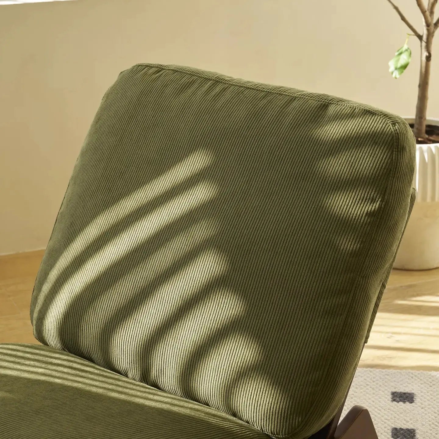HENLEY | Retro Corduroy Rocking Chair, Solid Wood Frame