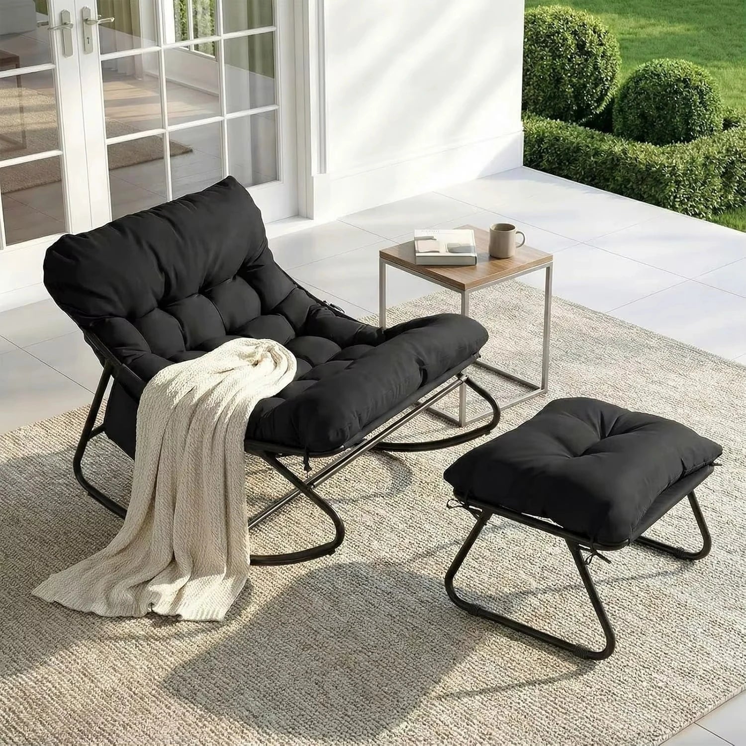 TENBY | Outdoor Rocking Chair with Footstool, Waterproof Cushion