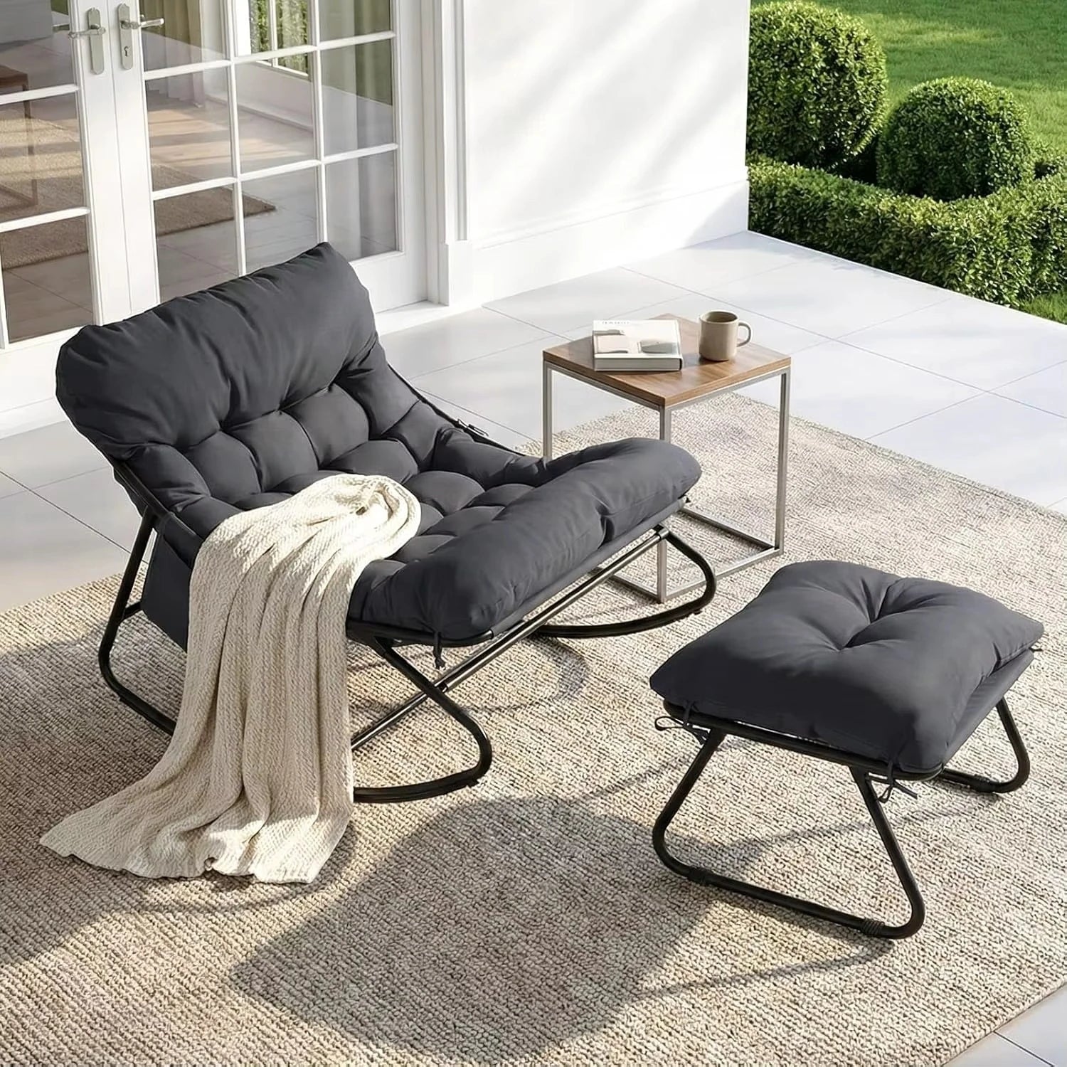 TENBY | Outdoor Rocking Chair with Footstool, Waterproof Cushion