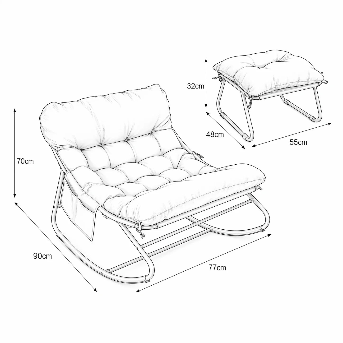 TENBY | Outdoor Rocking Chair with Footstool, Waterproof Cushion